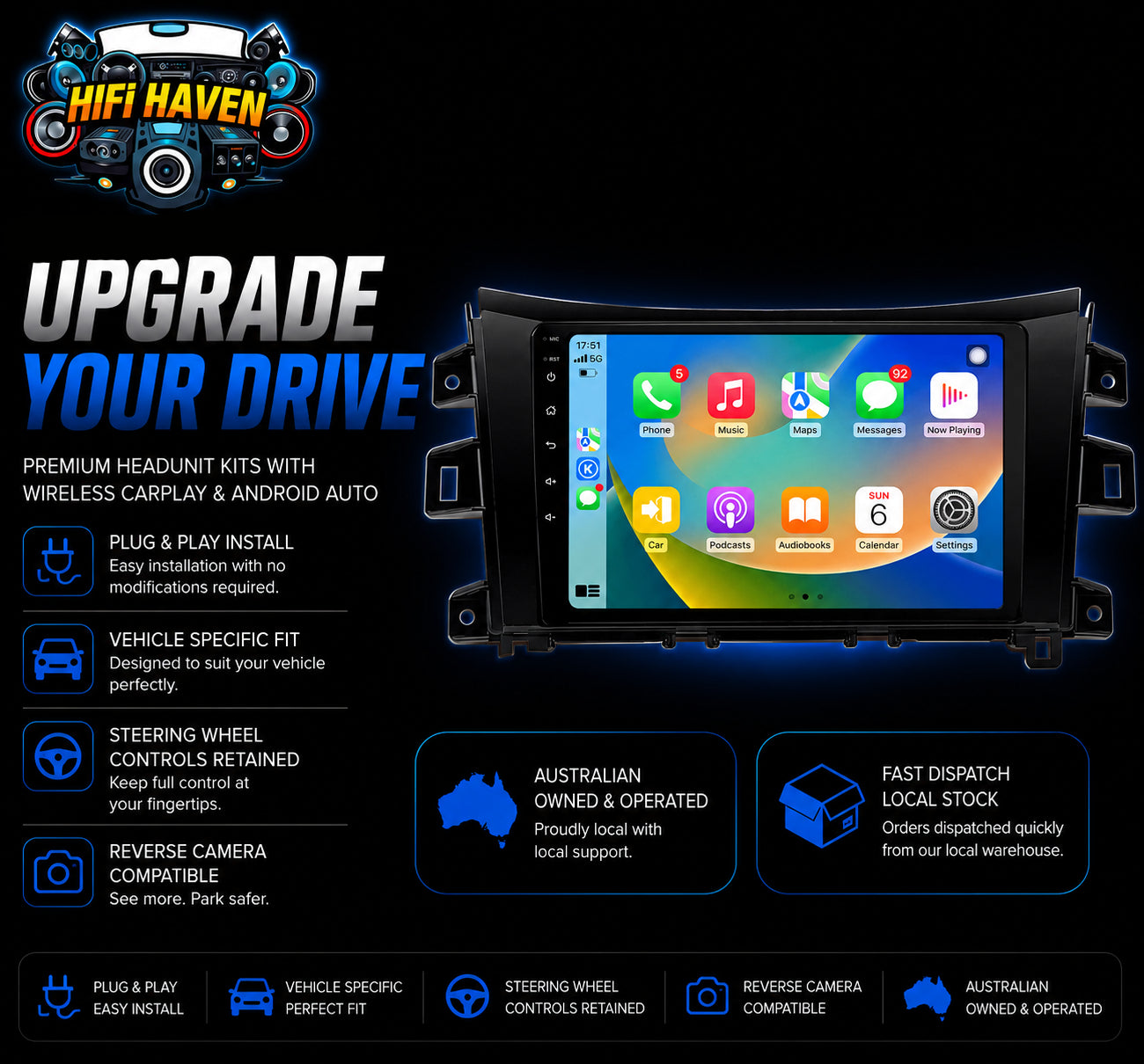 VF Holden Commodore 2013-2018 9" Carplay Kit